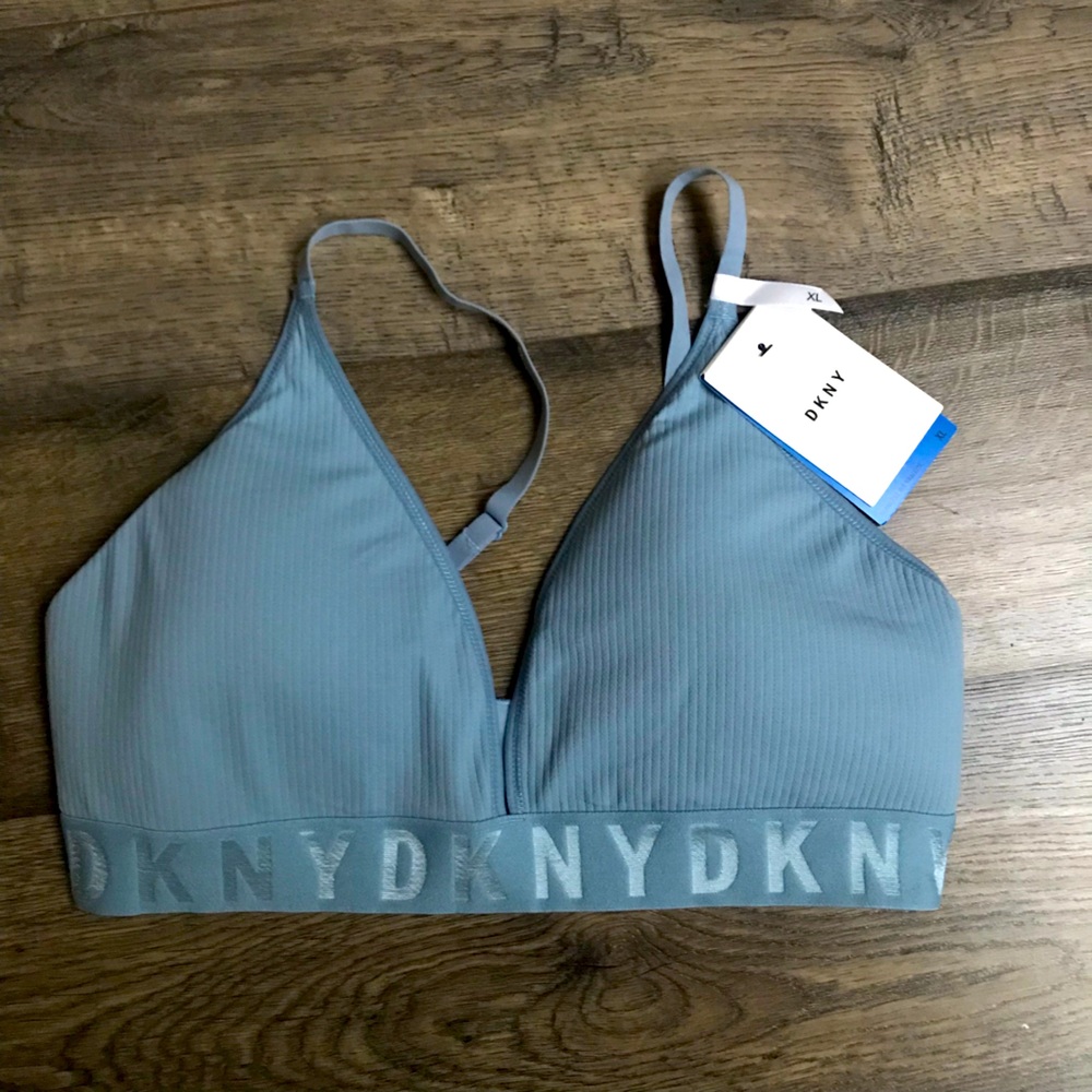 NWT DKNY Soft Seamless Wire Free Bralette, size XL, Blue